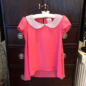 Jenna & Jessie, Sheer Blouse w/ Lacy Collar